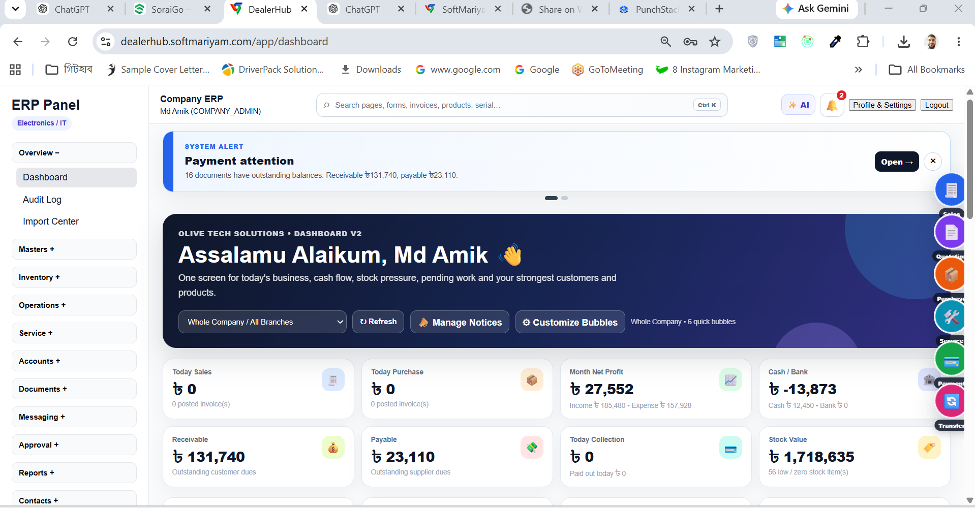 DealerHub dashboard screenshot